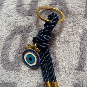 Navy Rope Keychain with Evil Eye Charm